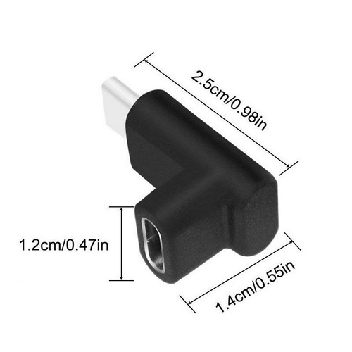 Adaptador USB-C acodado 90 grados  Negro
