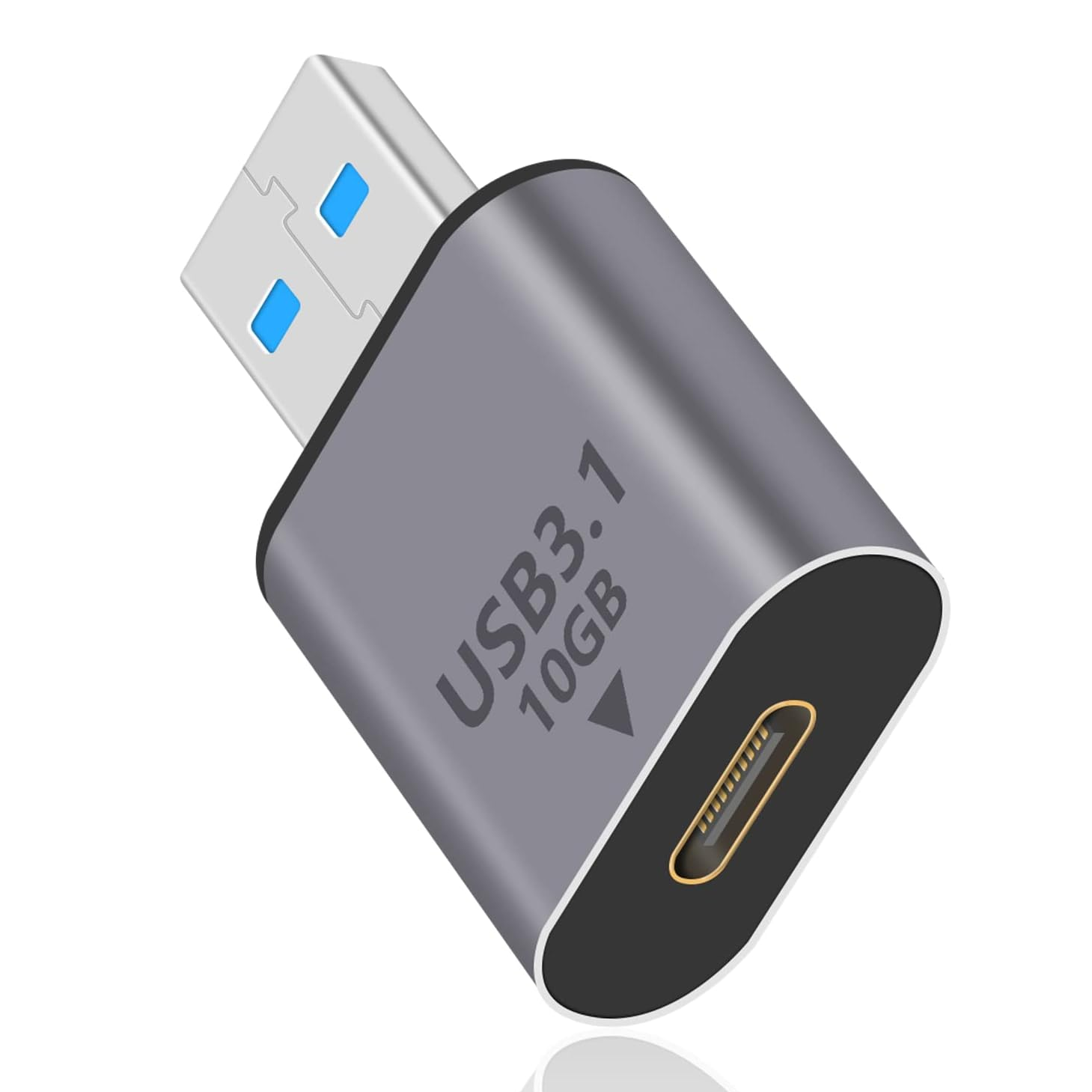 Adaptador USB C Hembra a USB Macho Aluminio 3.1  Plateado
