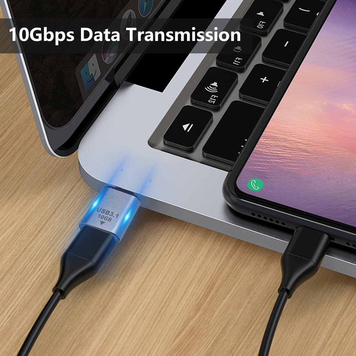 Adaptador USB C Hembra a USB Macho Aluminio 3.1  Plateado