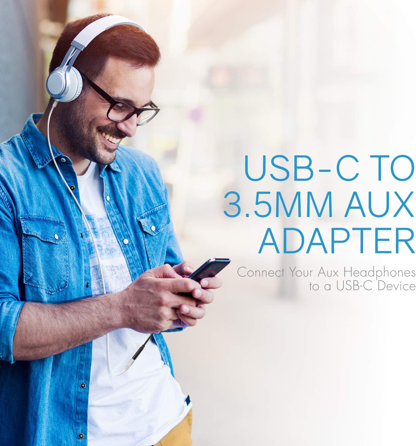 Adaptador USB C Jack Aux USB C con chip DAC  Negro