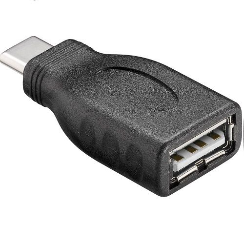Adaptador USB tipo A hembra a USB tipo C macho  Negro