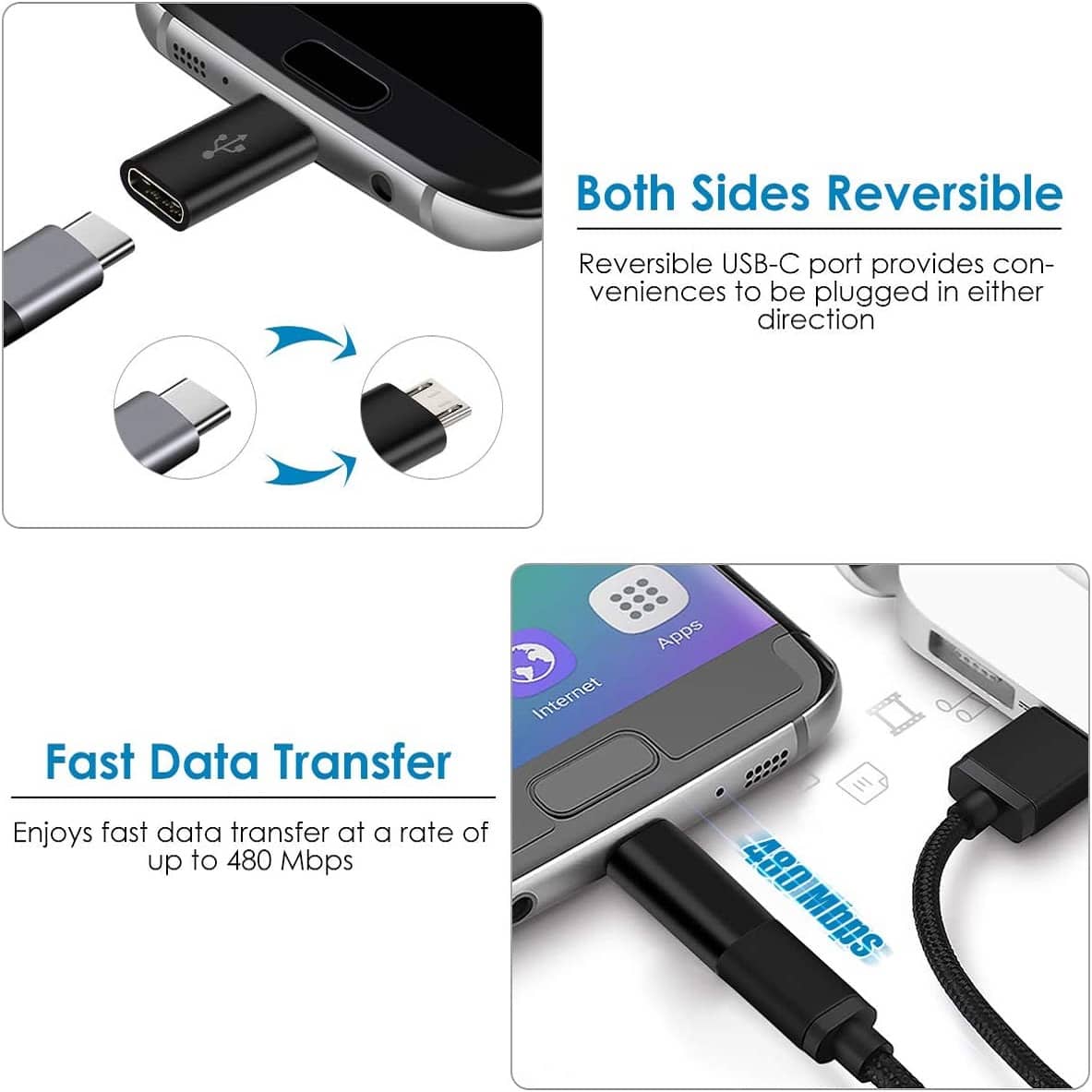 Adaptador USB tipo C 3.1 hembra a Micro USB macho  Negro