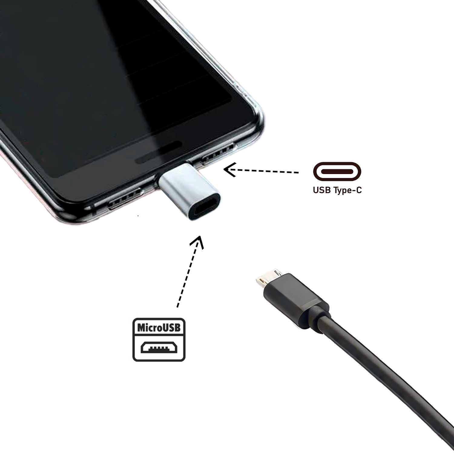 Adaptador USB tipo C 3.1 macho a Micro USB hembra  Gris