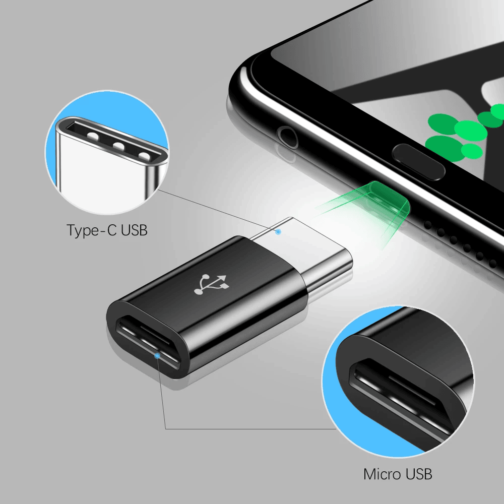 Adaptador USB tipo C 3.1 macho a Micro USB hembra  Negro