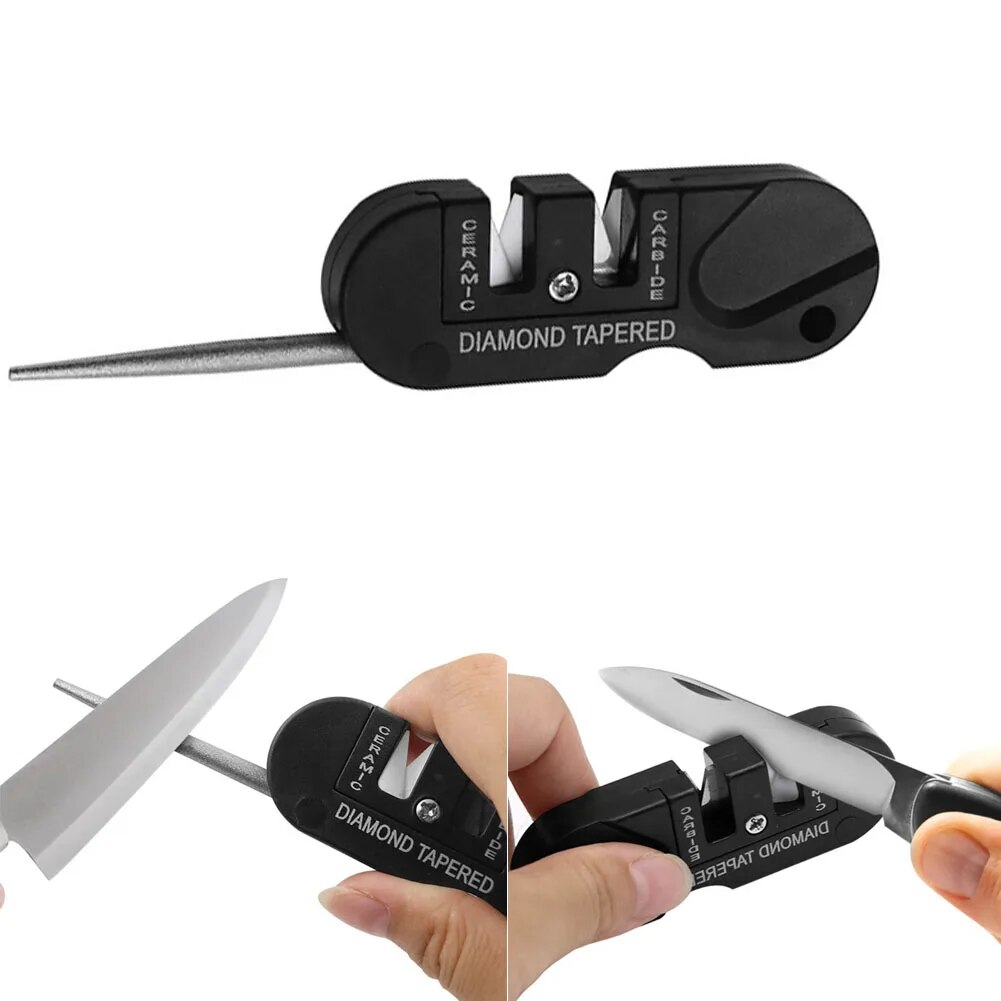 Afilador de cuchillo portatil 4 en 1  Negro