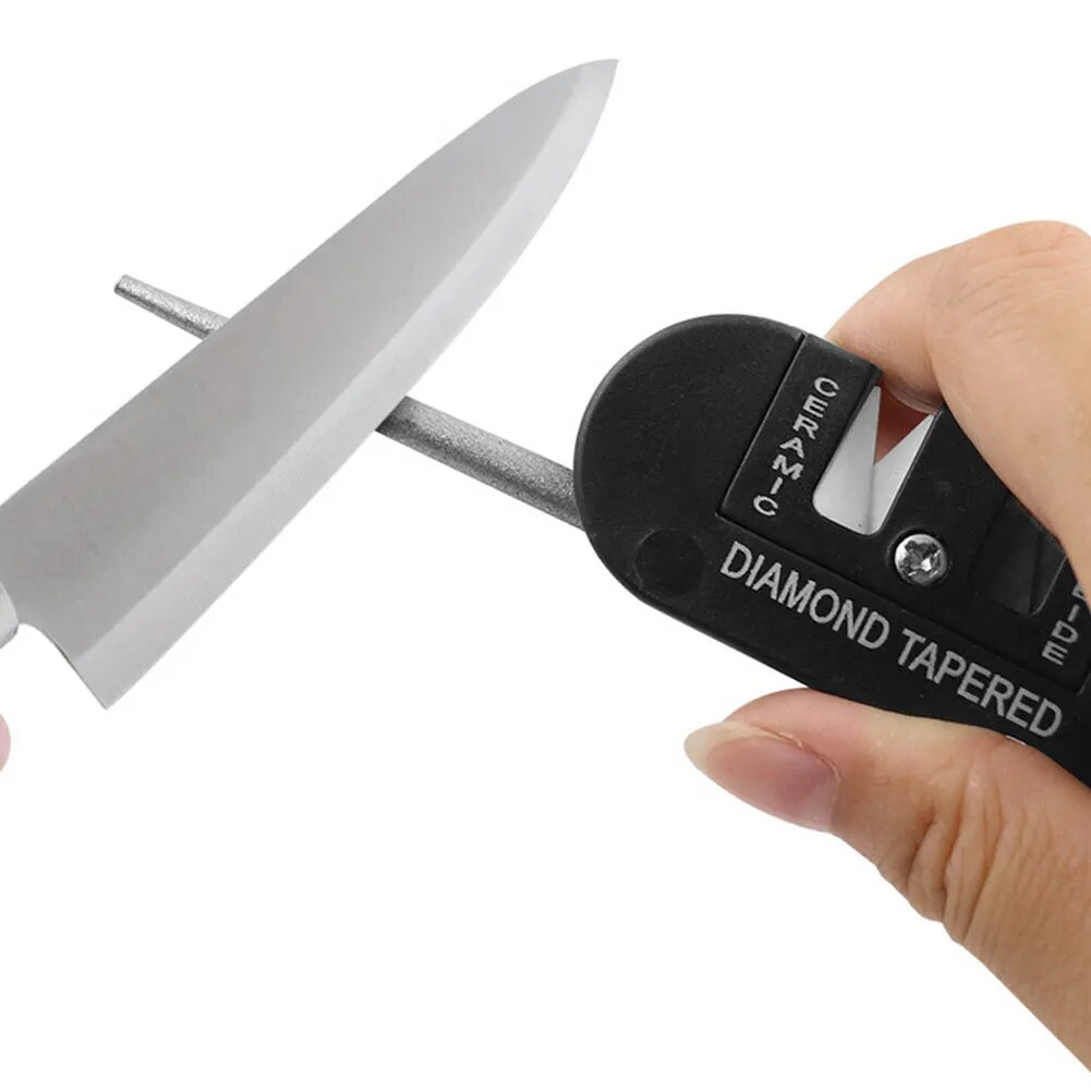 Afilador de cuchillo portatil 4 en 1  Negro