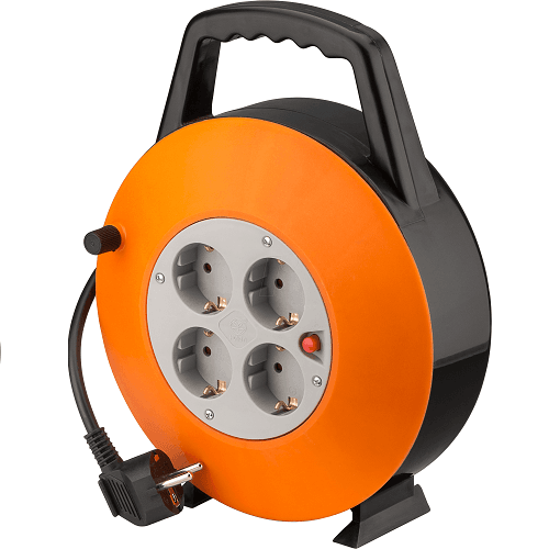 Alargadera electrica 4 tomas schuko 15 M Naranja