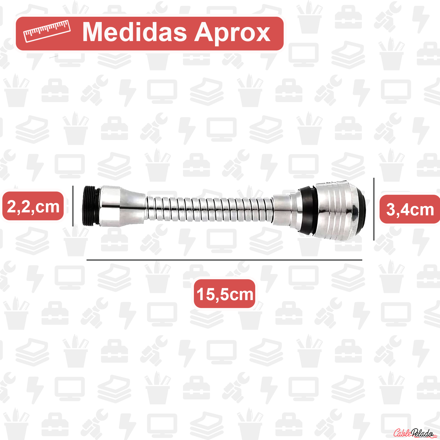 Alargador Aireador Para Grifo Cocina Flexible  Plateado