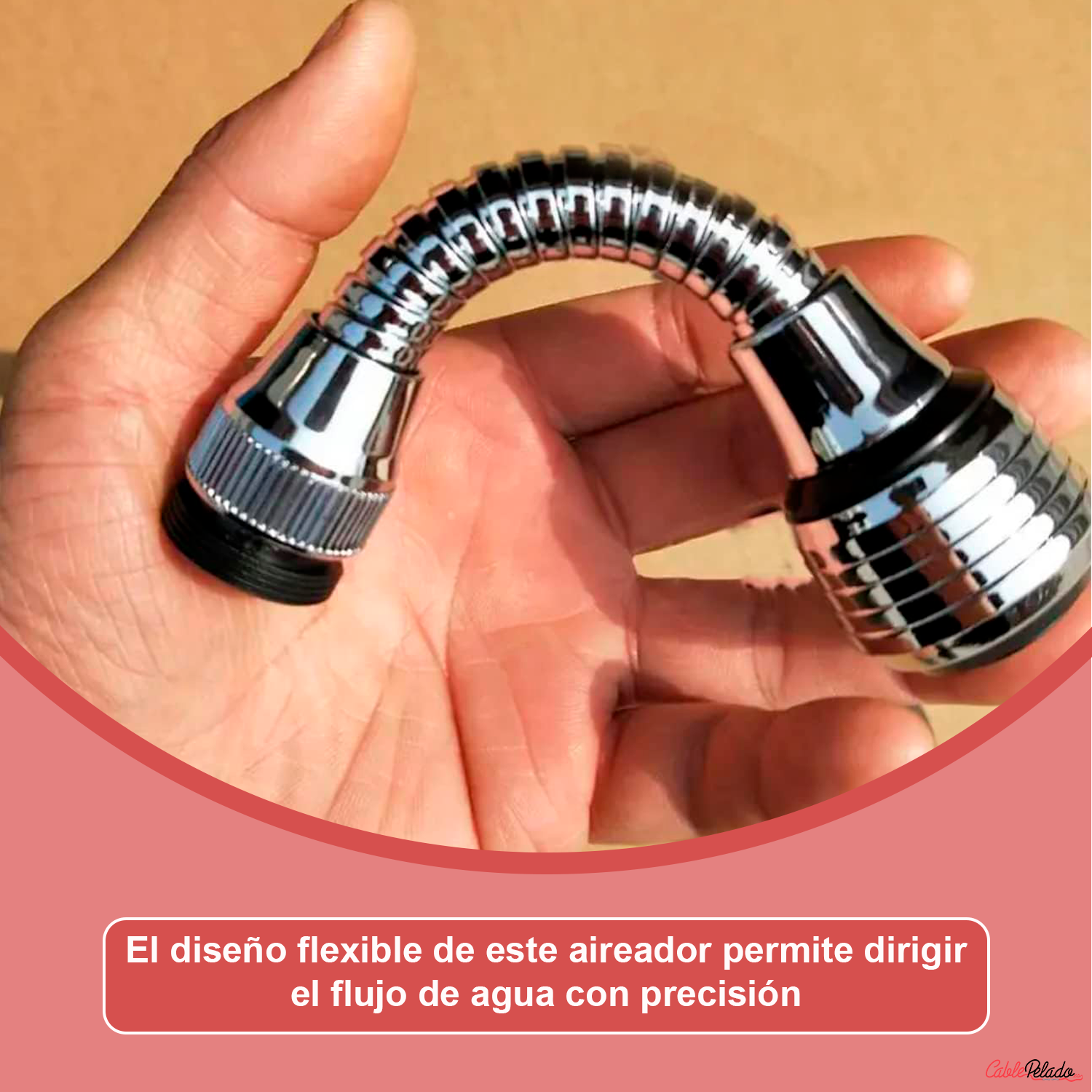 Alargador Aireador Para Grifo Cocina Flexible  Plateado