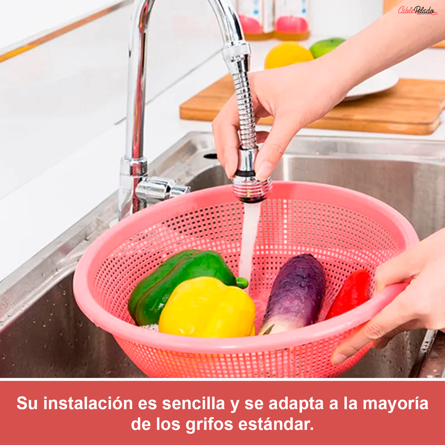 Alargador Aireador Para Grifo Cocina Flexible  Plateado