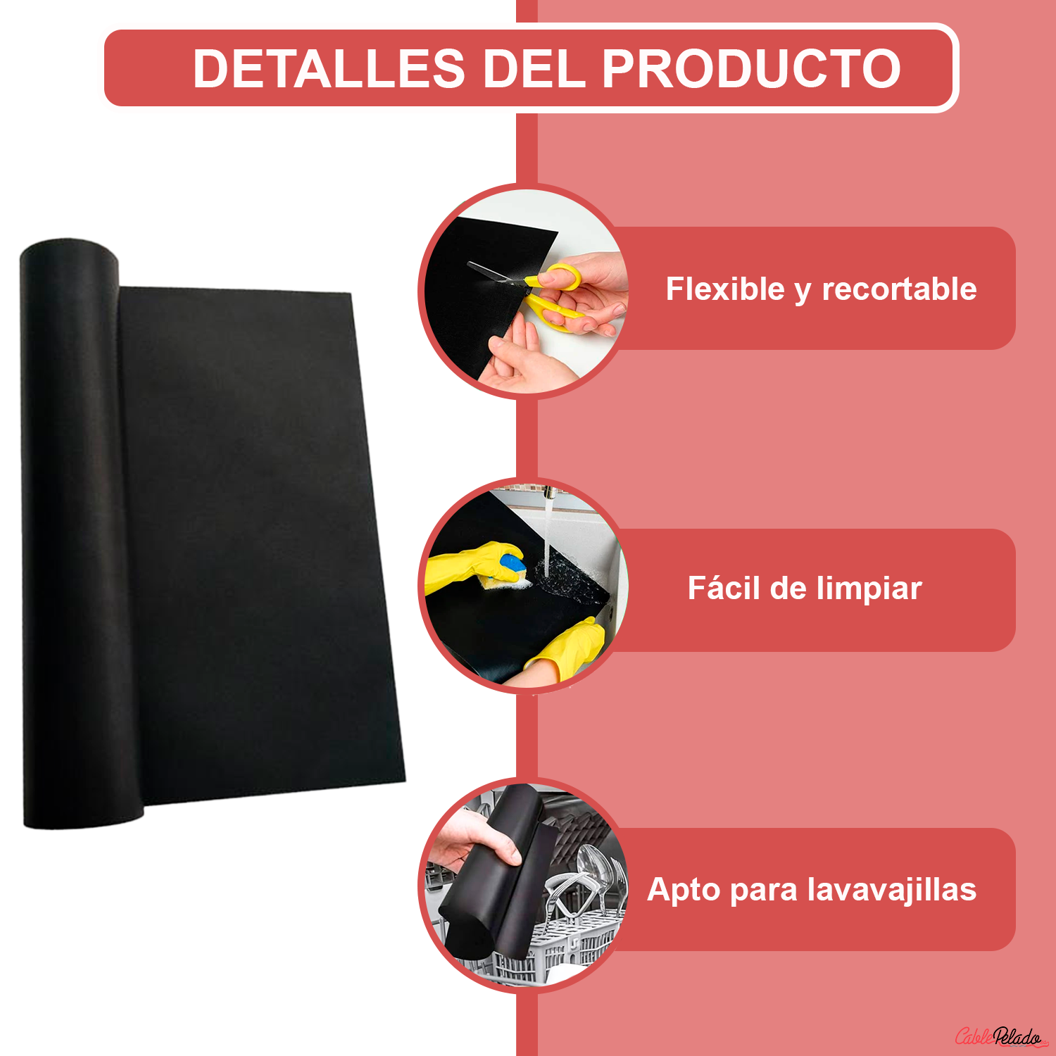 Alfombrilla Protector Para Horno 50x40 Cm  Negro