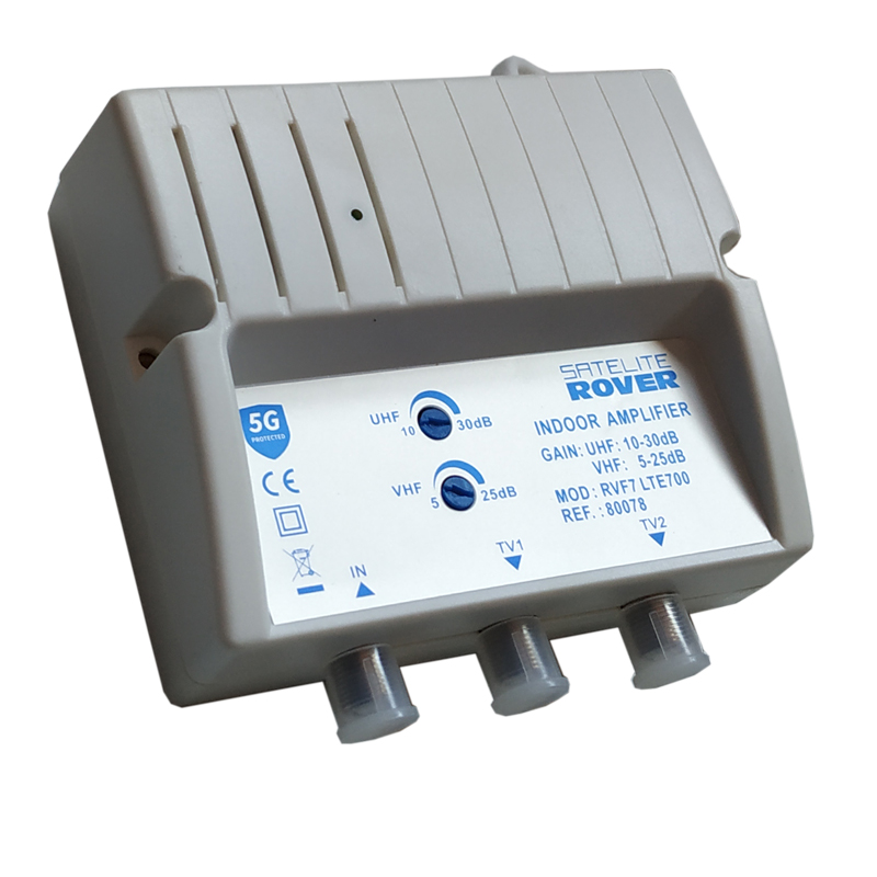Amplificador interior de vivienda UHF 30dB 5G con 2 salidas  Blanco