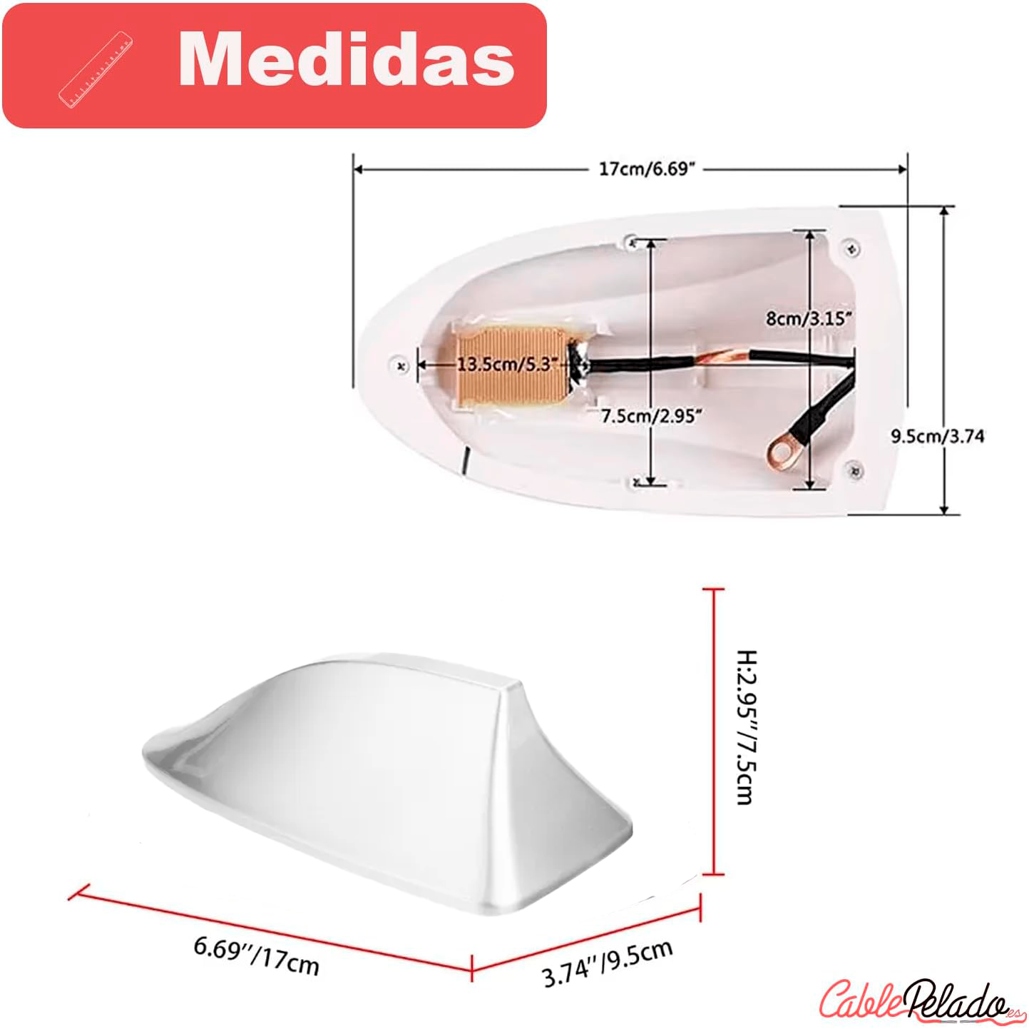 Antena Coche Estilo Aleta Tiburon Universal  Blanco