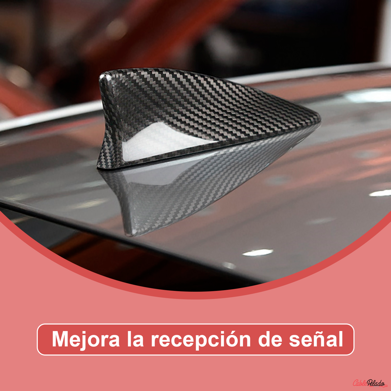 Antena Coche Estilo Aleta Tiburon Universal Fibra De Carbono  Negro