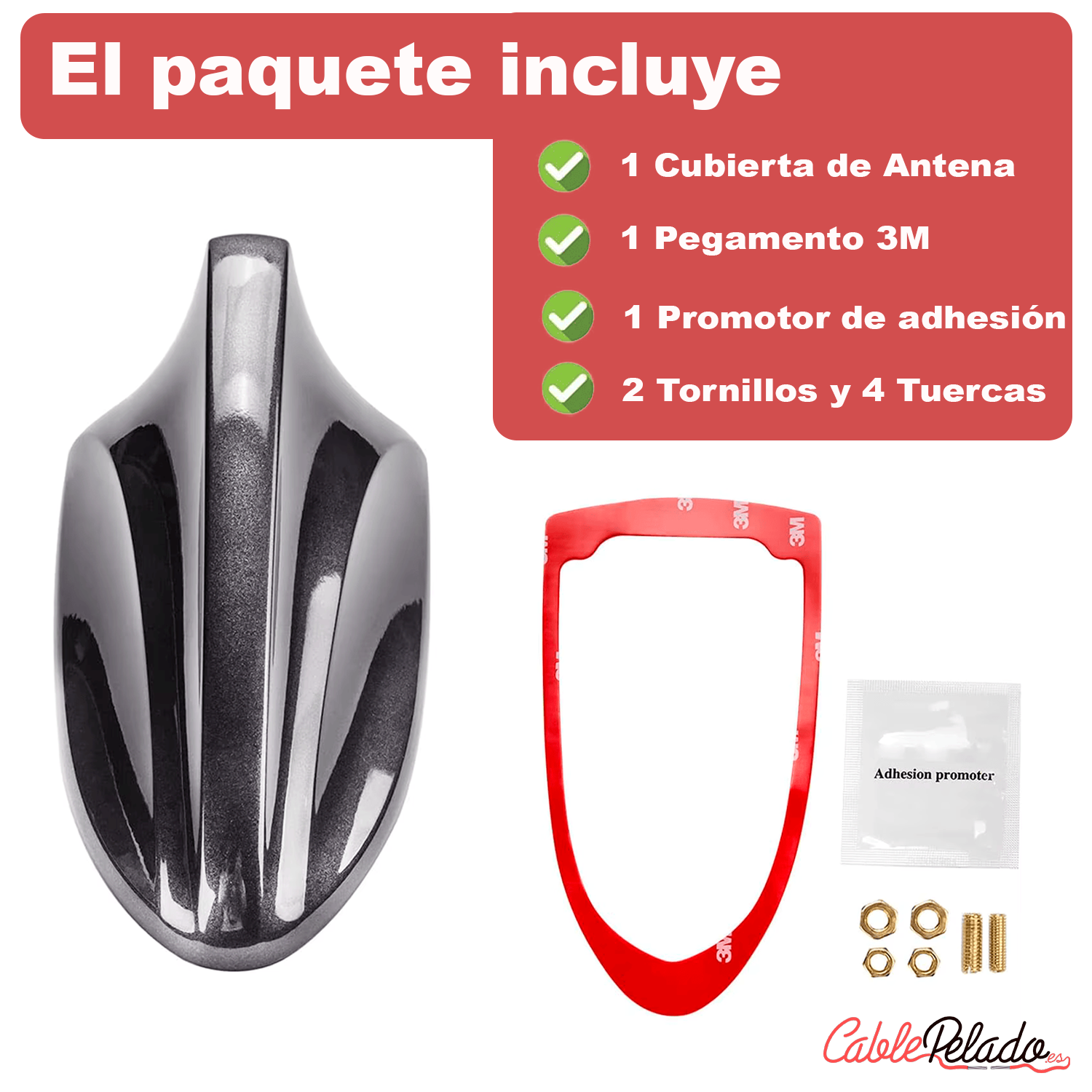 Antena Coche Estilo Aleta Tiburon Universal  Negro