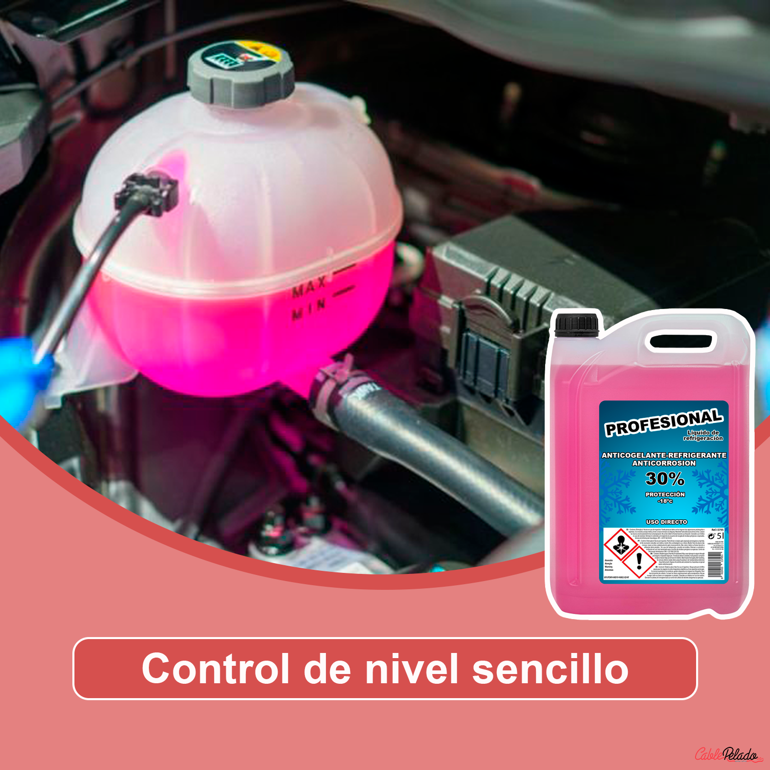 Anticongelante LÍquido Refrigerante 30% 5 Litros Rosa