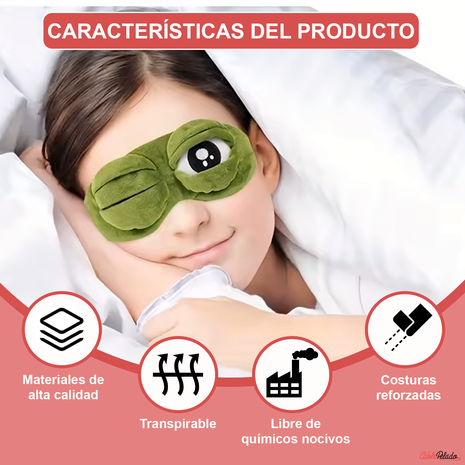 Antifaz Para Dormir De Rana Loca  Verde