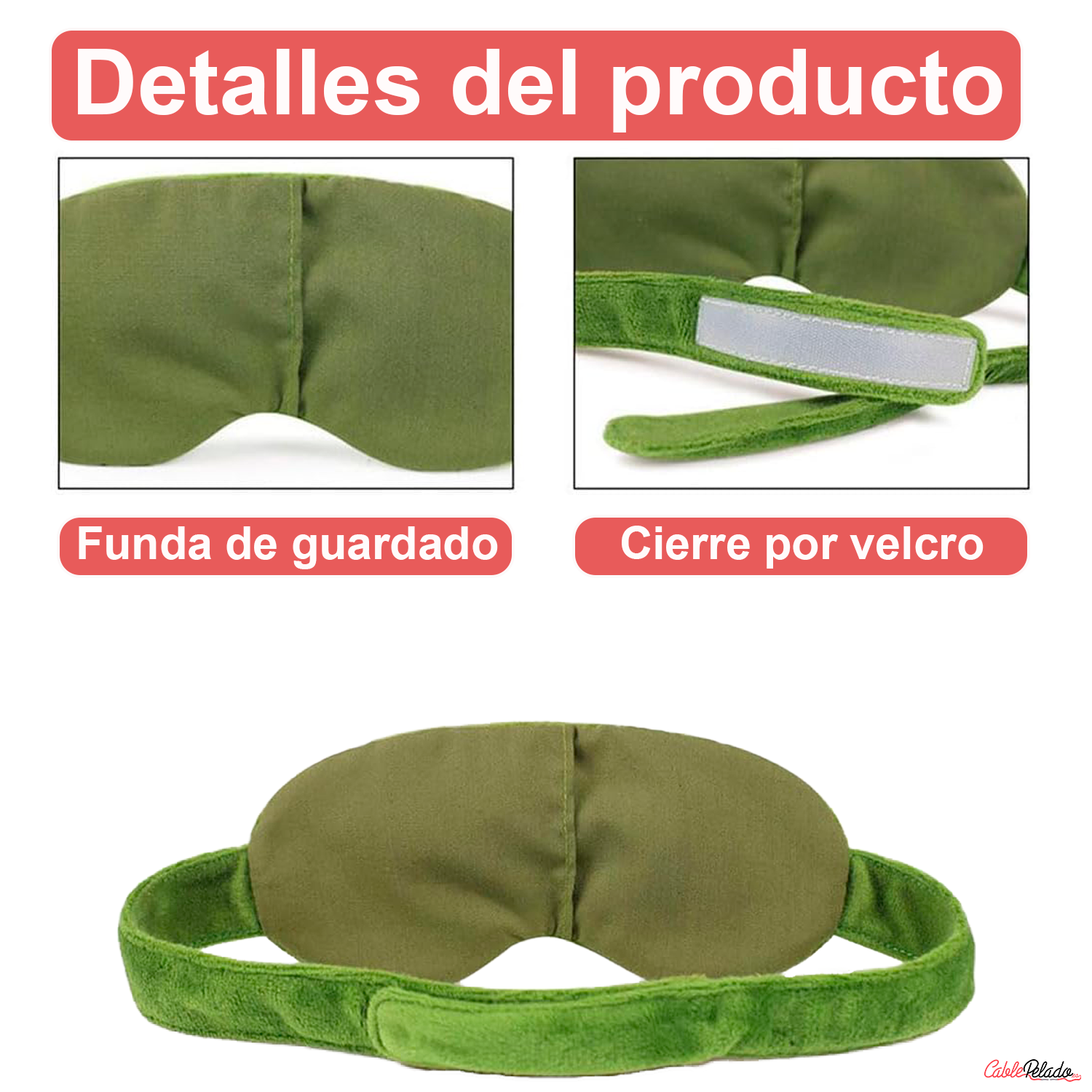 Antifaz Para Dormir De Rana Loca  Verde