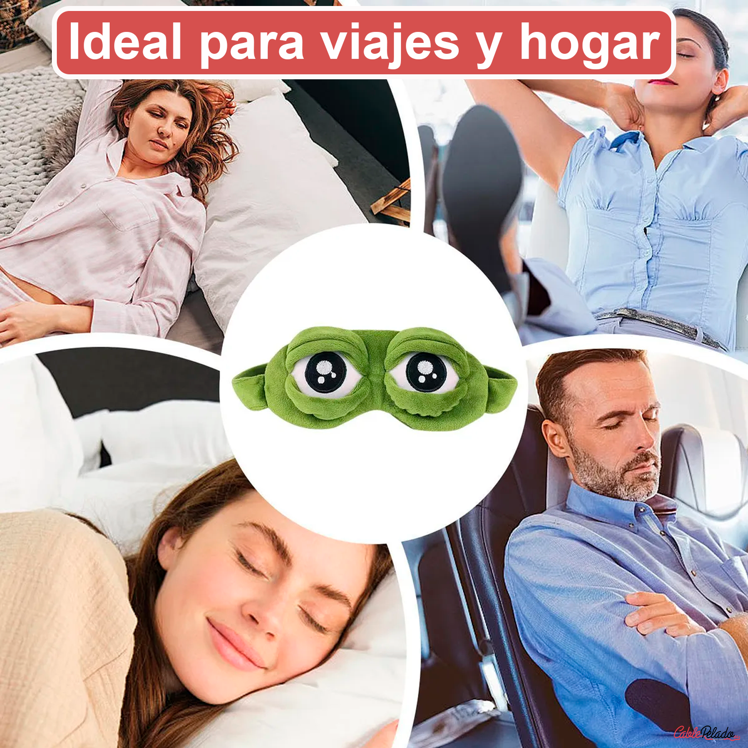 Antifaz Para Dormir De Rana Loca  Verde