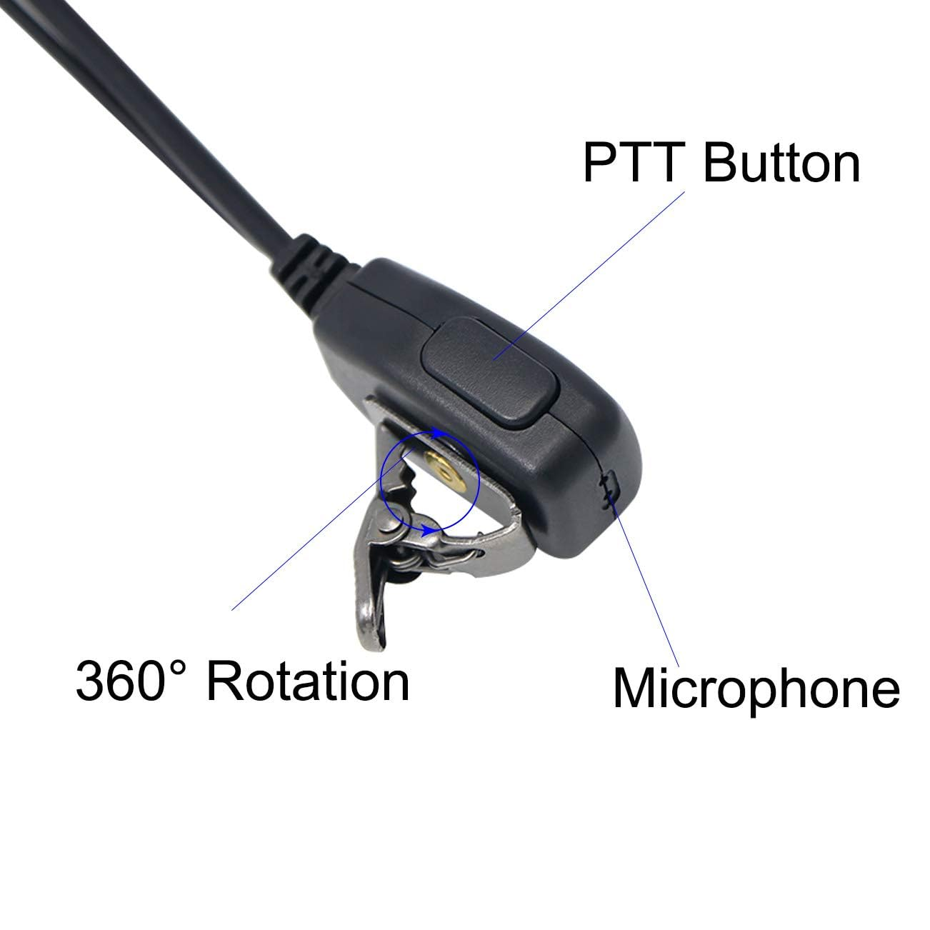 Auricular Microfono PTT para Emisora Walkie Yaesu Vertex  Negro