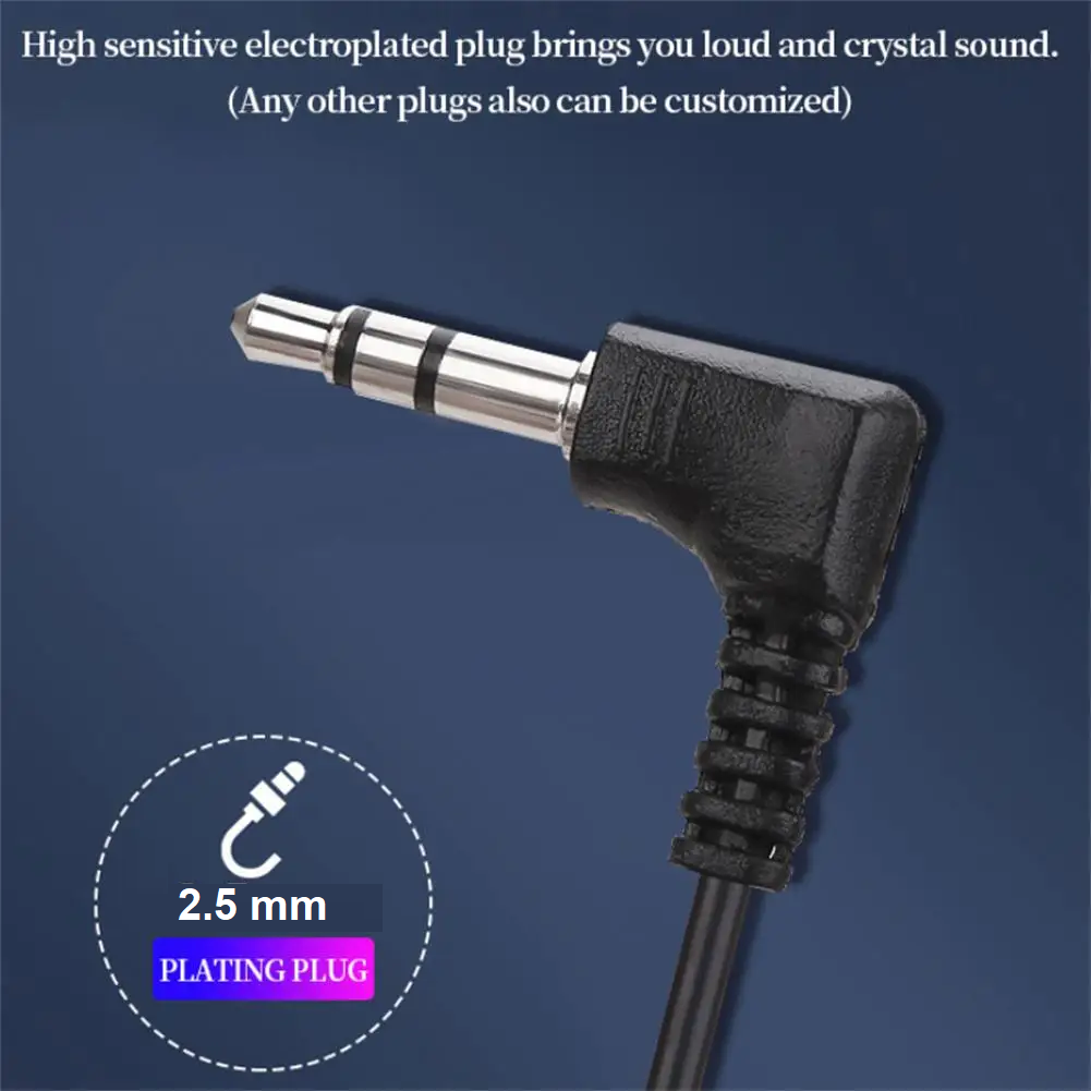 Auricular mono Audifono jack de 2.5mm de doble canal 1 M Negro