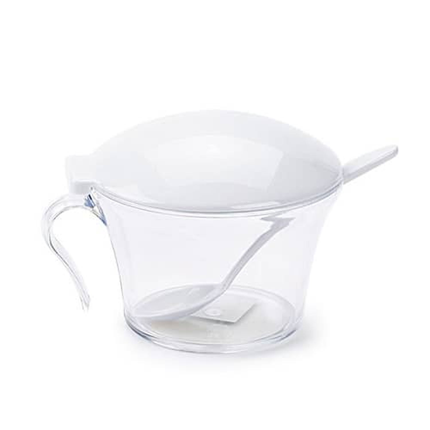 Azucarero de cocina de plastico con tapa y cuchara  Blanco