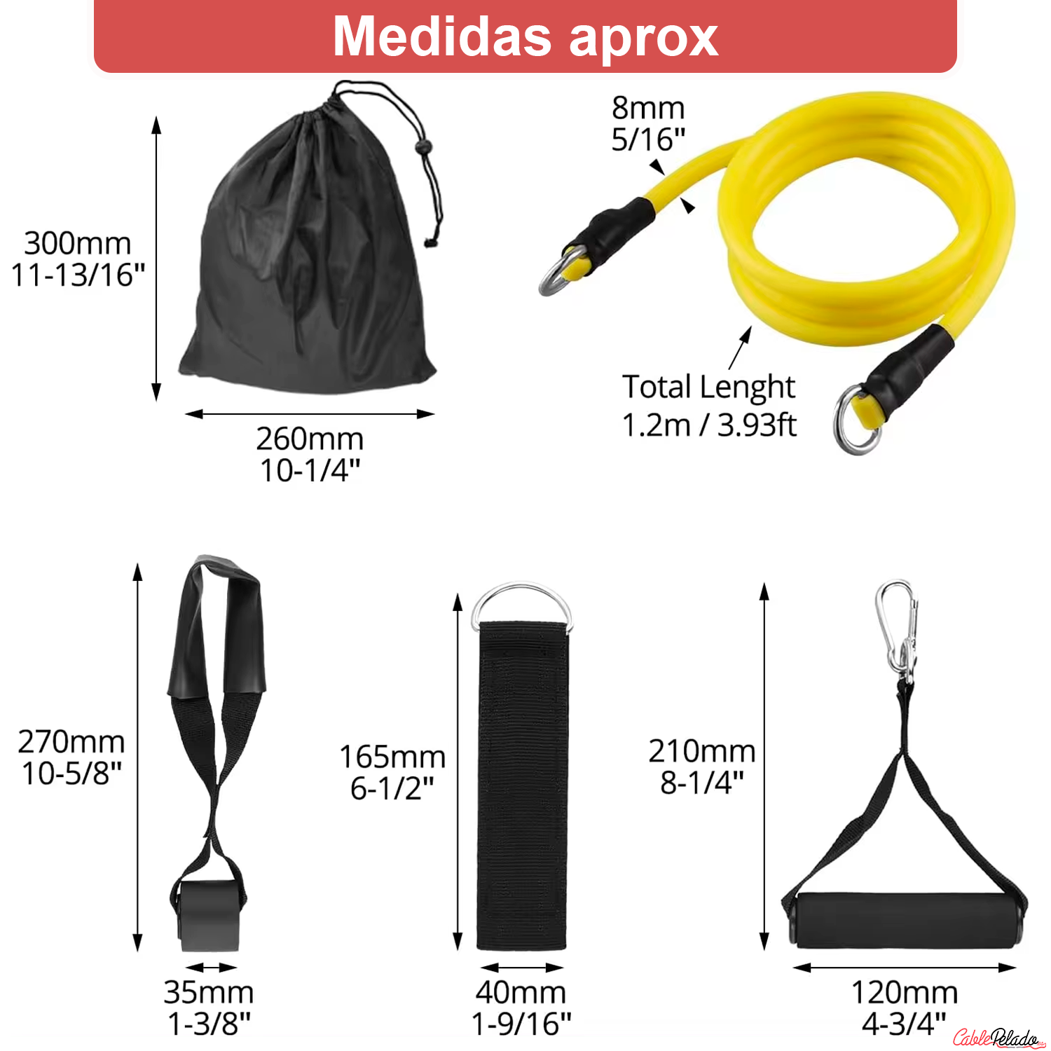 Bandas Elásticas de Resistencia Fitness ( Kit 11 Piezas)