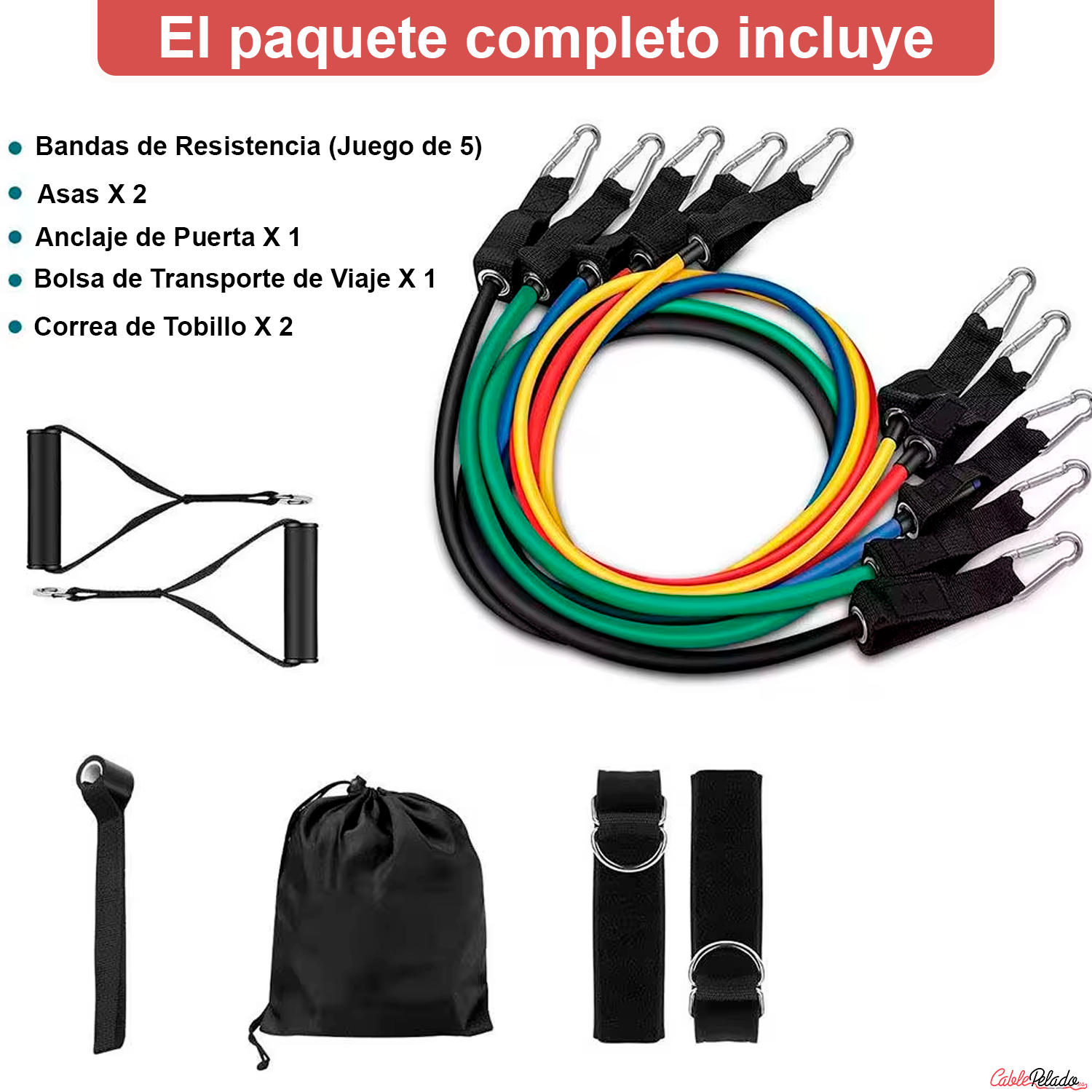 Bandas Elásticas de Resistencia Fitness ( Kit 11 Piezas)