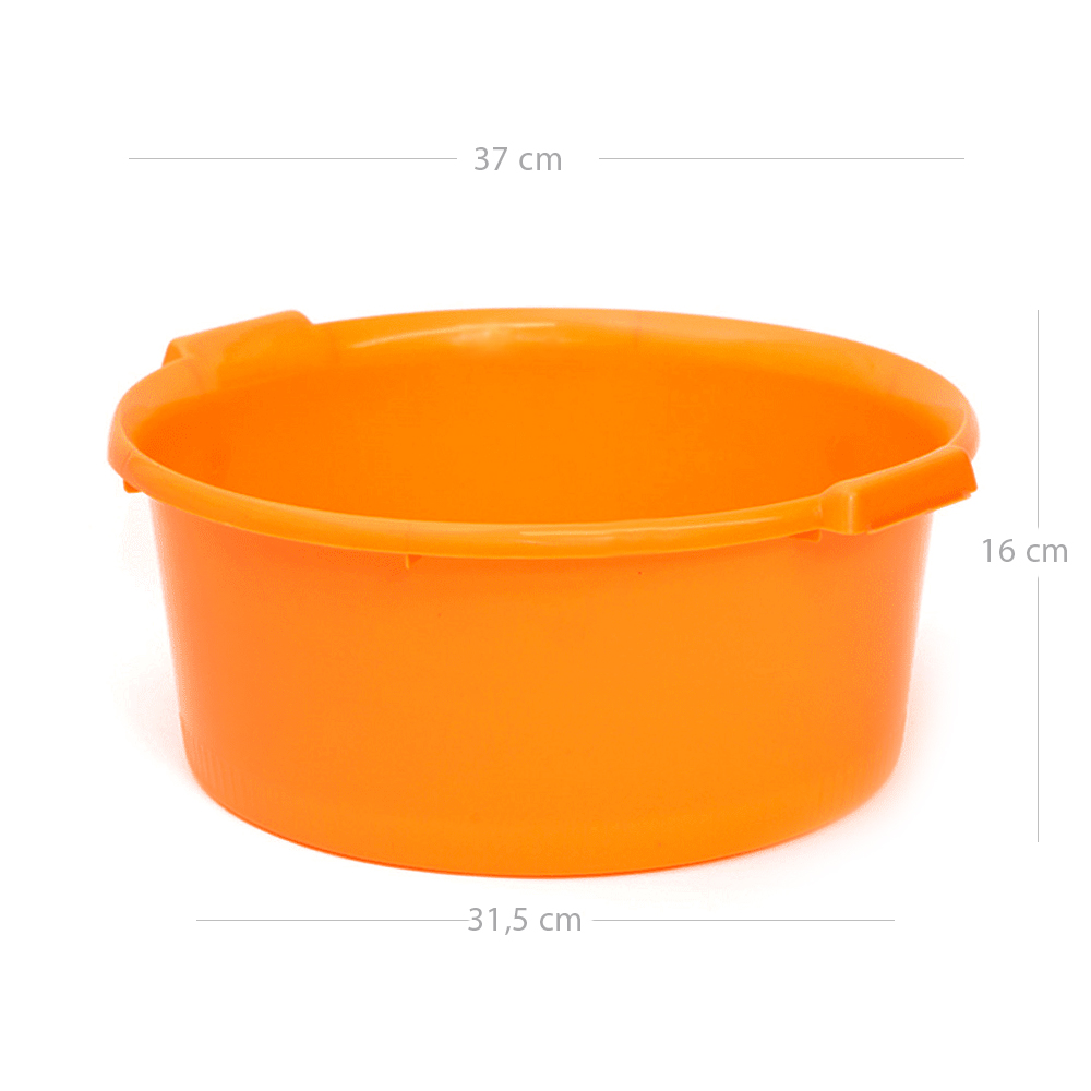 Barreño de plastico redondo con asas 12 Litros Naranja