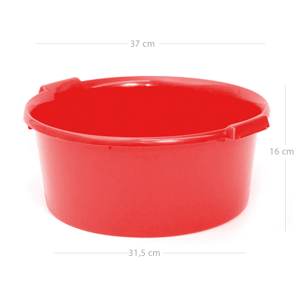 Barreño de plastico redondo con asas 12 Litros Rojo