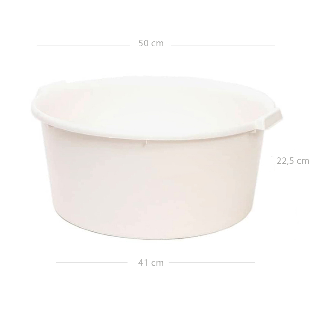 Barreño de plastico redondo con asas 40 Litros Blanco