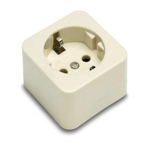Base de 1 toma TT lateral superficie 250V 16A  Blanco