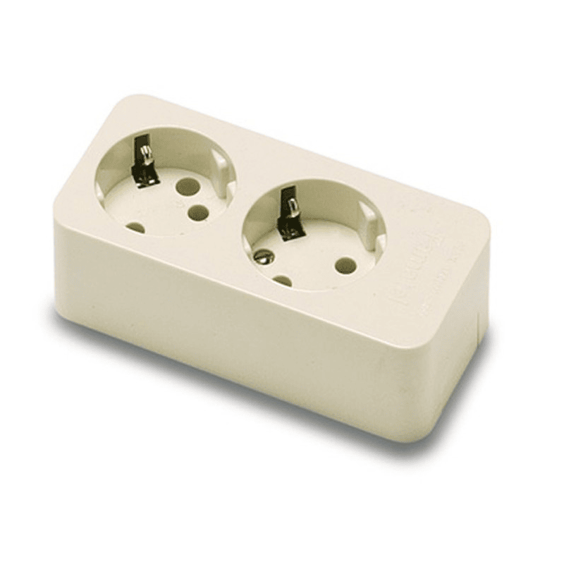 Base de 2 tomas TT lateral superficie 250V  Beige