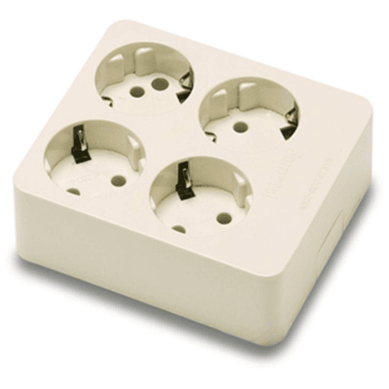 Base de 4 tomas TT lateral superficie 250V  Beige