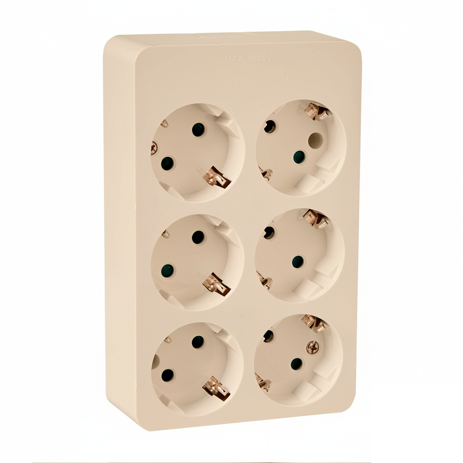 Base de 6 tomas TT lateral superficie 250V 16A  Beige