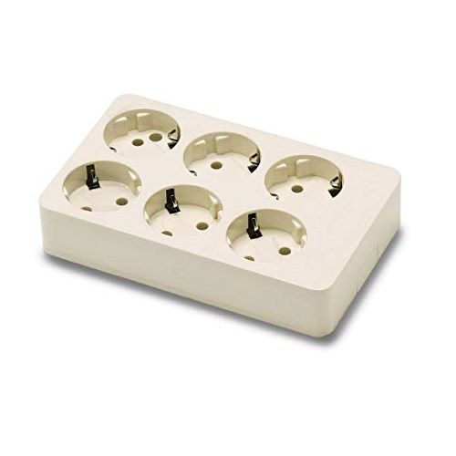 Base de 6 tomas TT lateral superficie 250V 16A  Beige