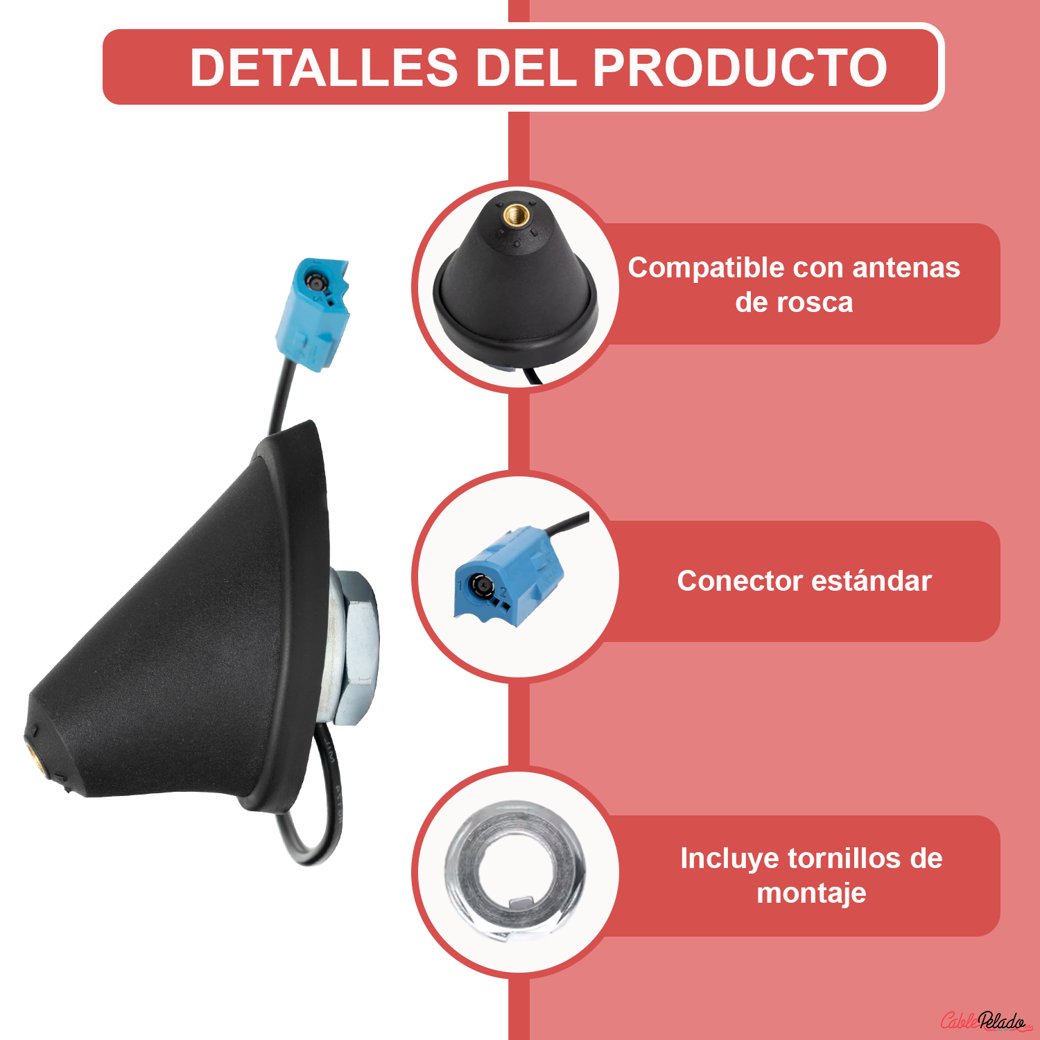Base De Antena De Techo Compatible Con Opel  Negro