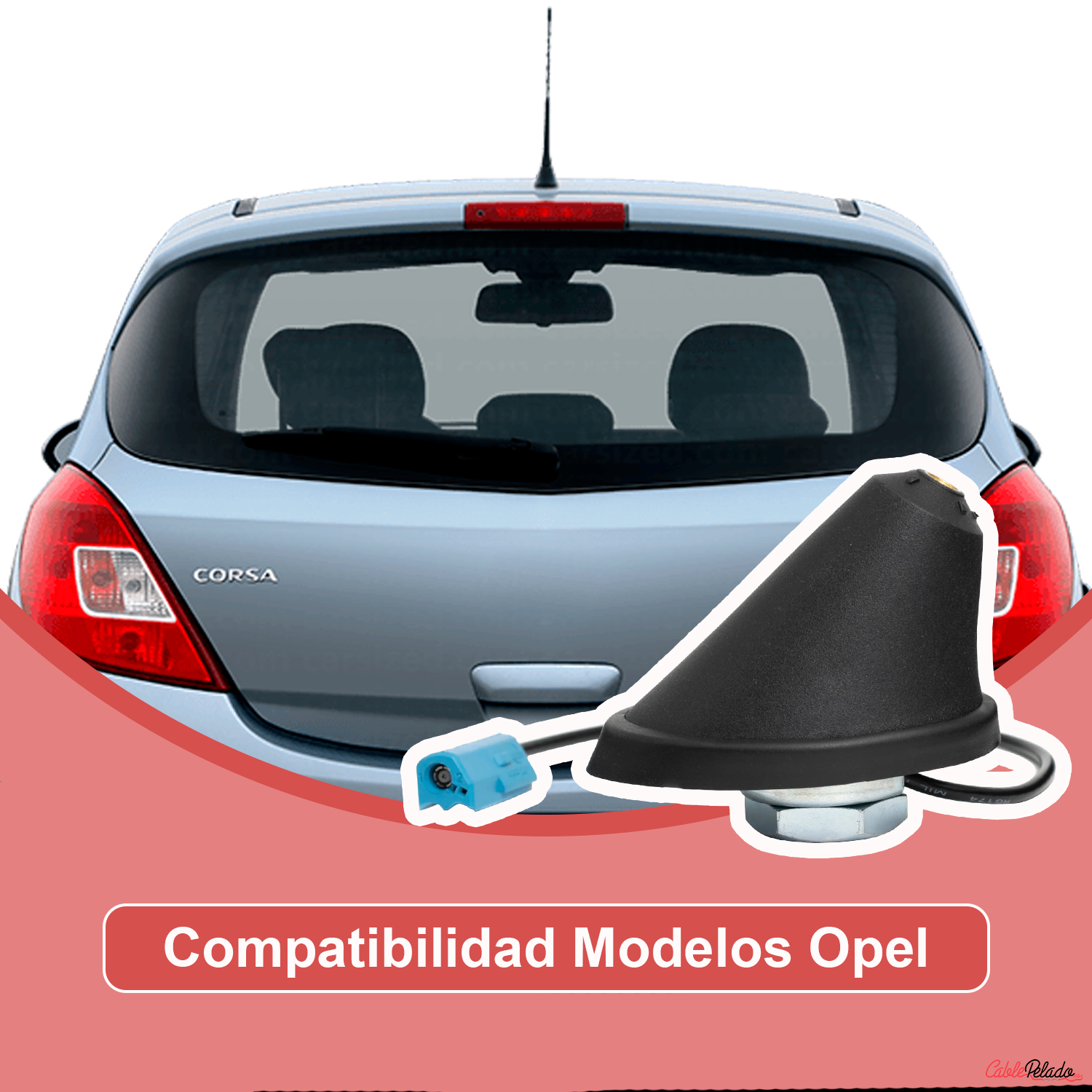 Base De Antena De Techo Compatible Con Opel  Negro