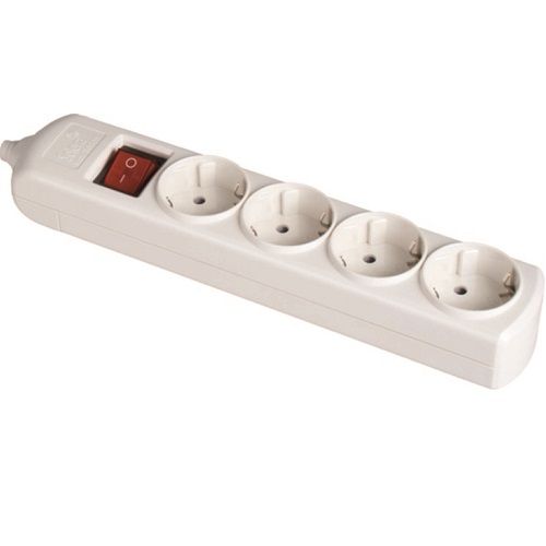 Base de enchufe 4 tomas con interruptor  Blanco