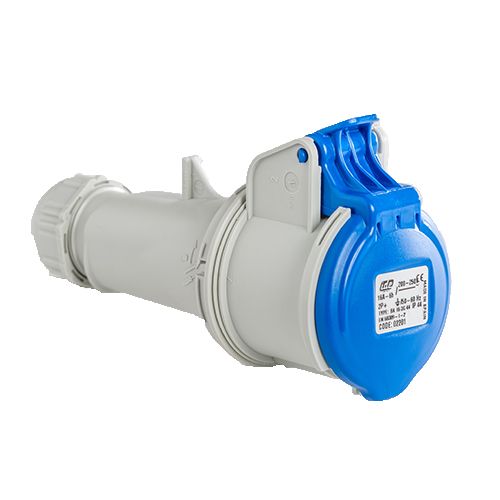Base enchufe industrial hembra 2P+T 250V IP44 aerea  Azul 16 A