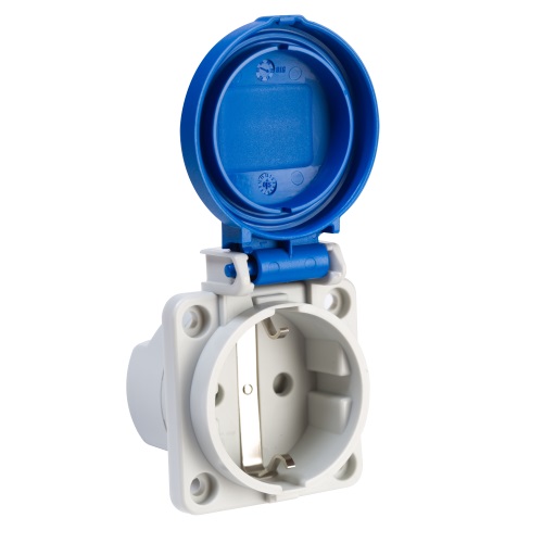 Base enchufe industrial hembra 2P+T 250V IP54 empotrar  Azul 16 A