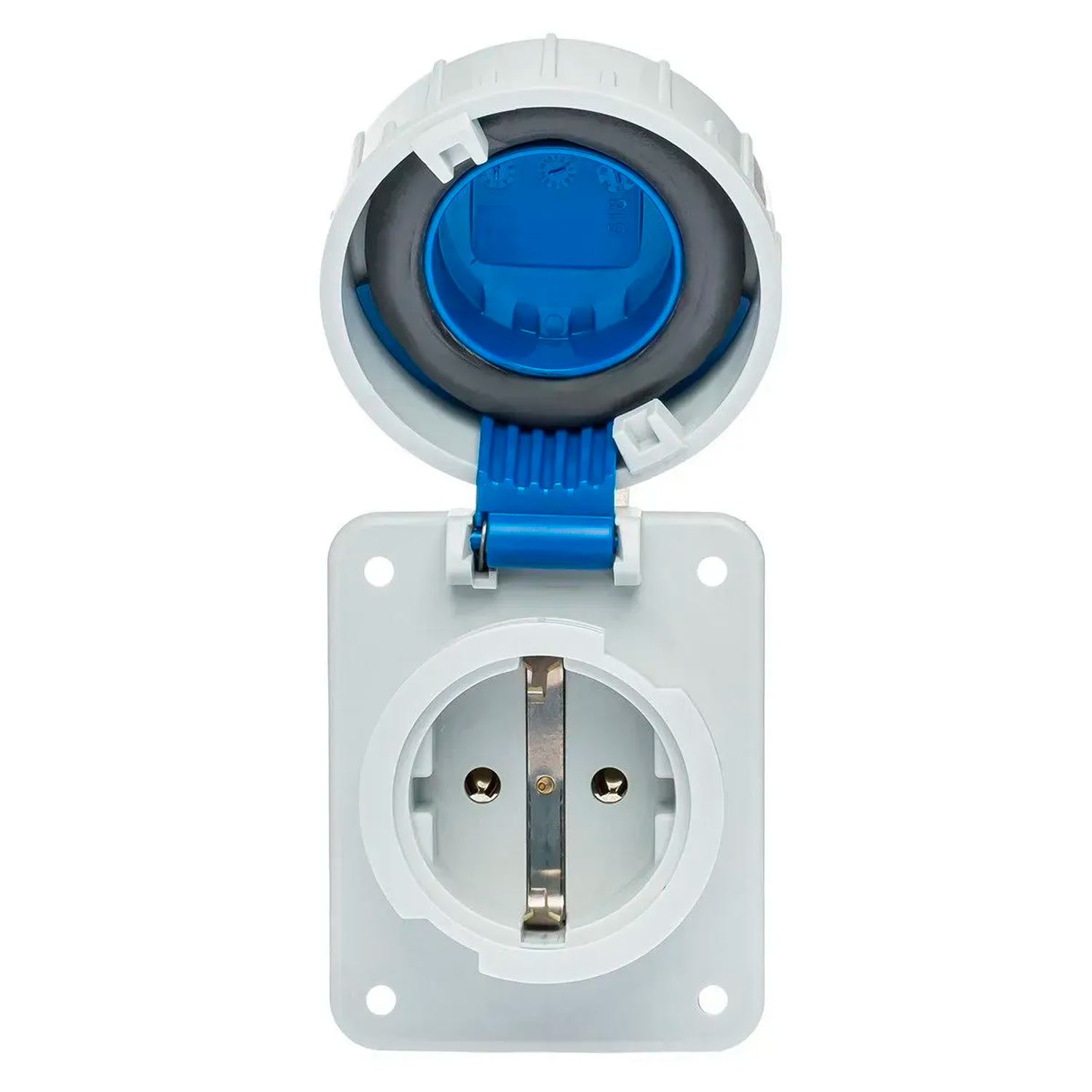 Base enchufe industrial hembra 2P+T 250V IP67 empotrar  Azul 16 A