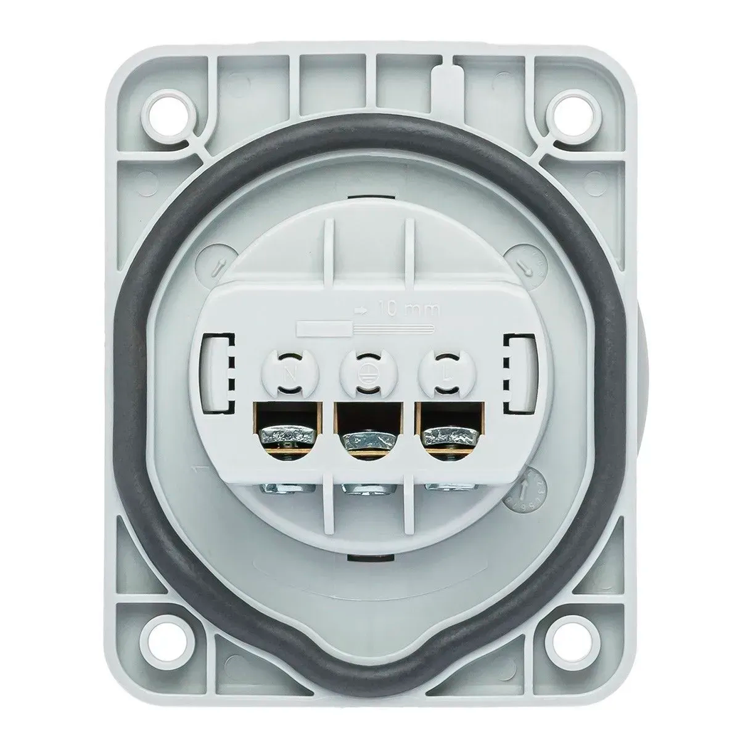 Base enchufe industrial hembra 2P+T 250V IP67 empotrar  Azul 16 A