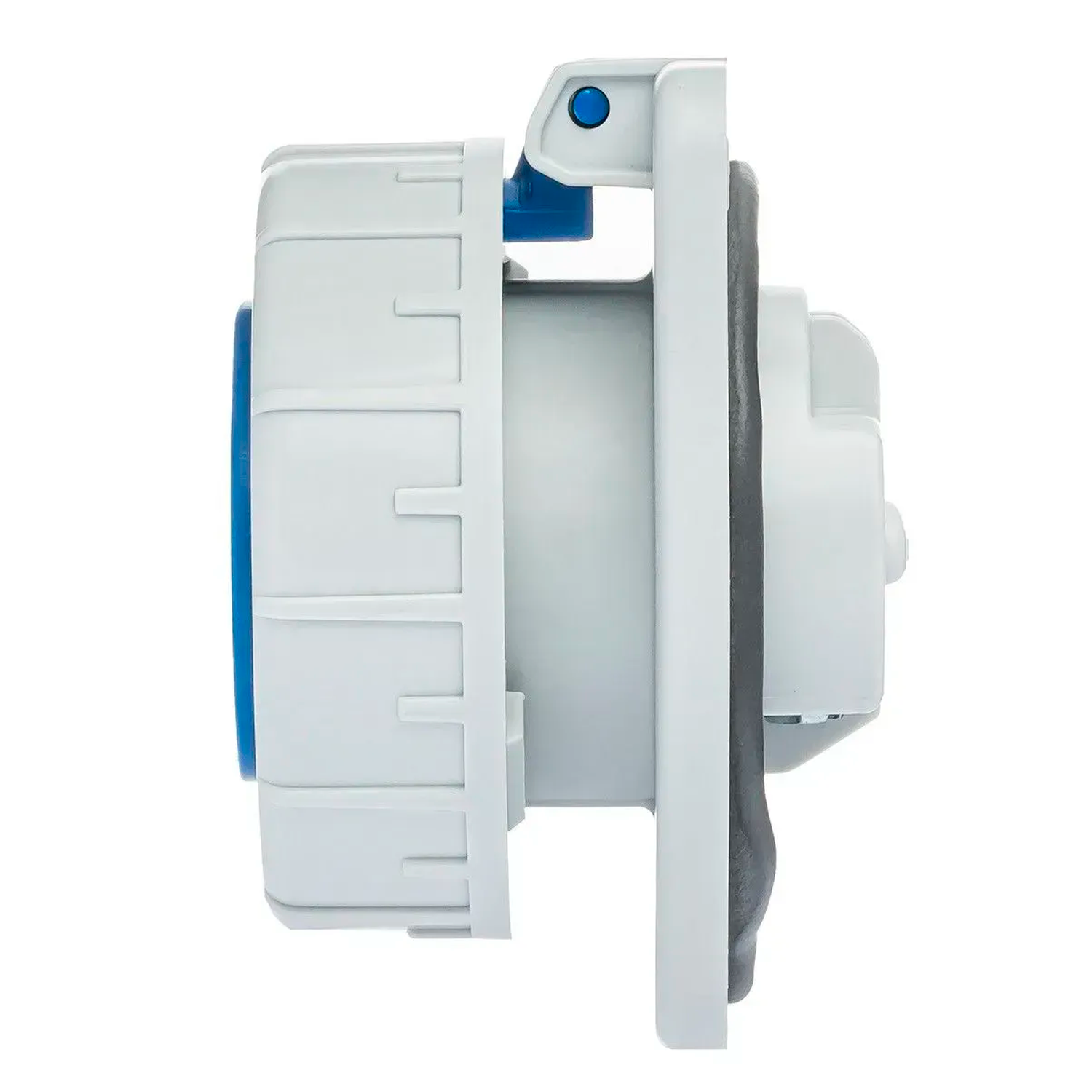 Base enchufe industrial hembra 2P+T 250V IP67 empotrar  Azul 16 A