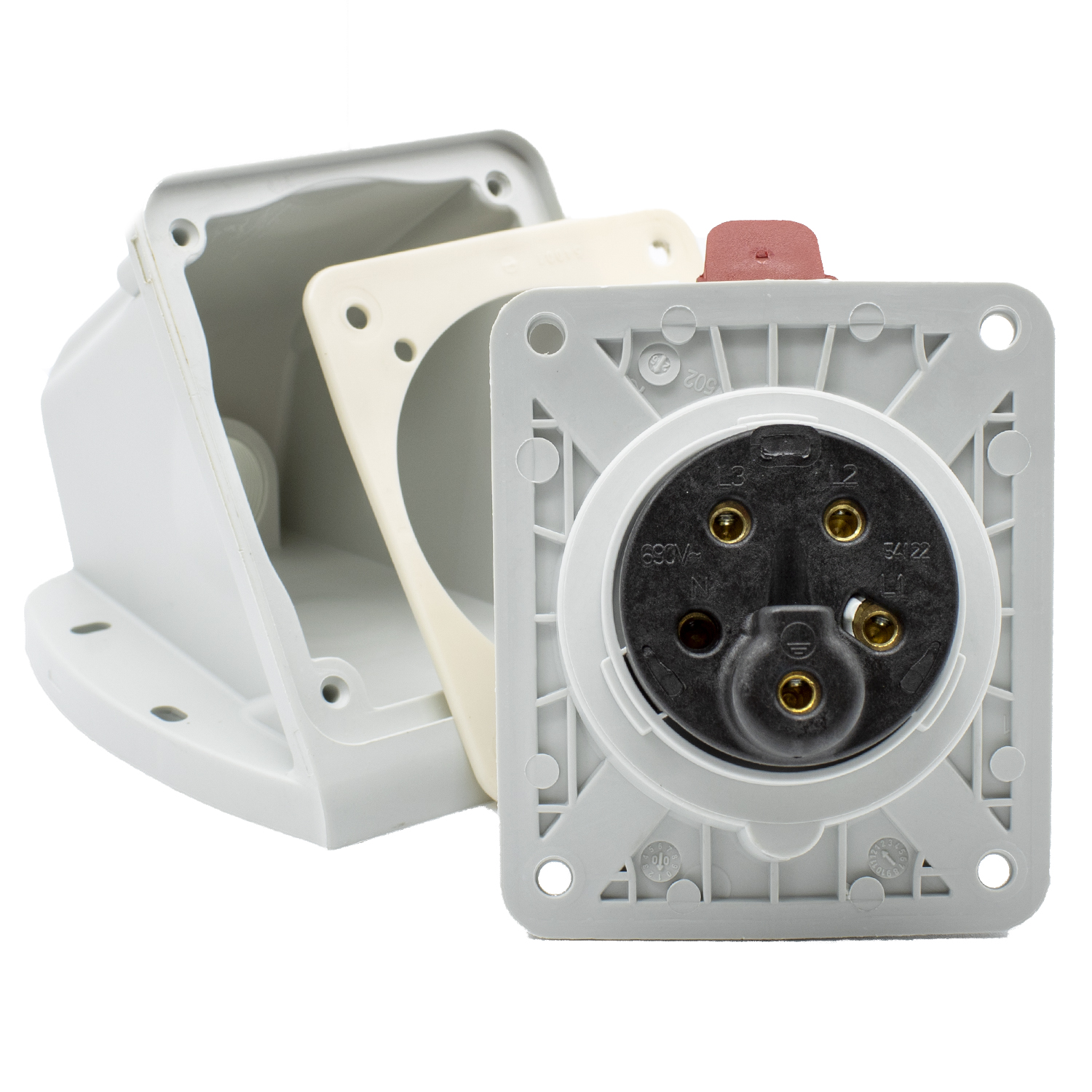 Base enchufe industrial hembra 3P+N+T 380V IP44 superficie  Rojo 16 A
