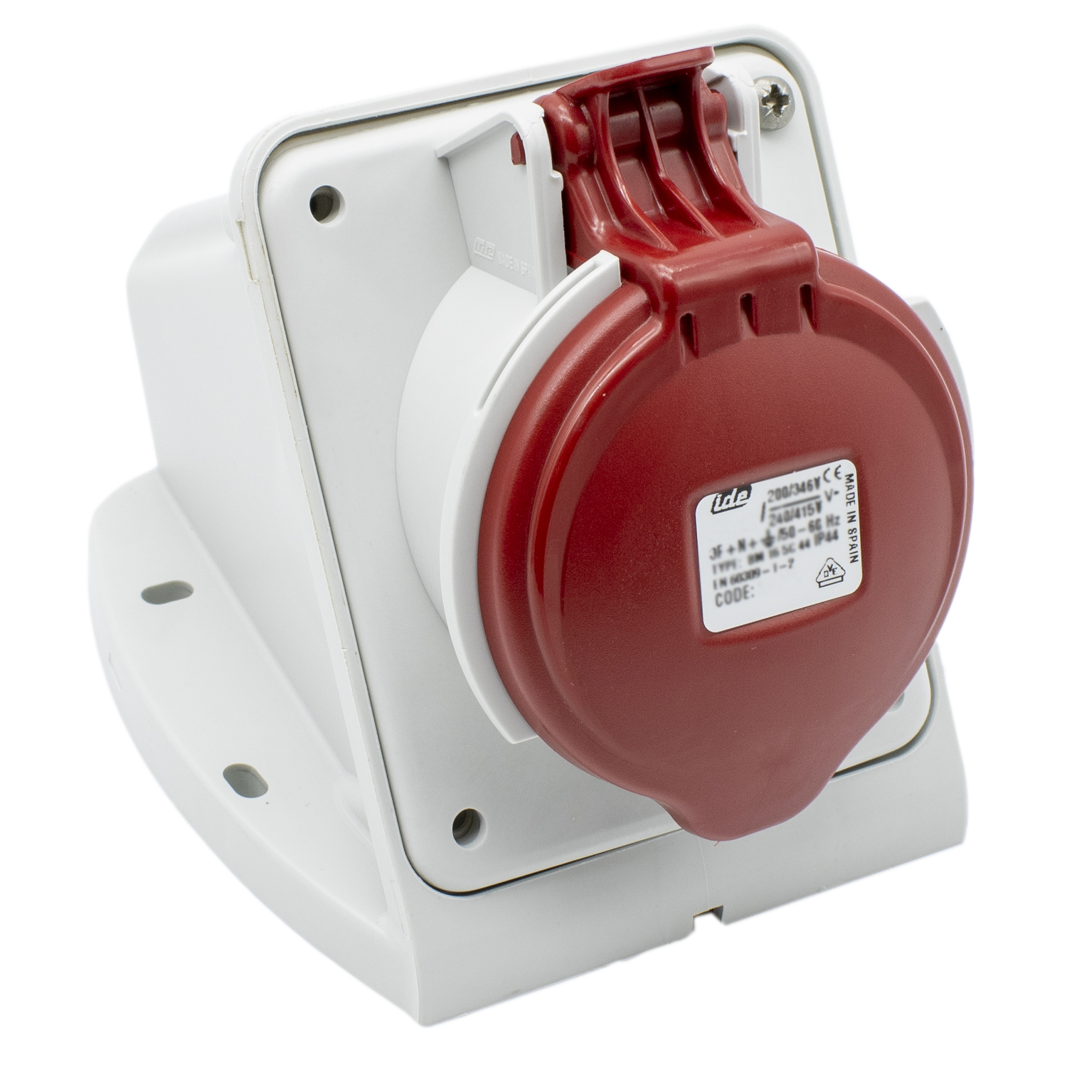 Base enchufe industrial hembra 3P+N+T 380V IP44 superficie  Rojo 32 A