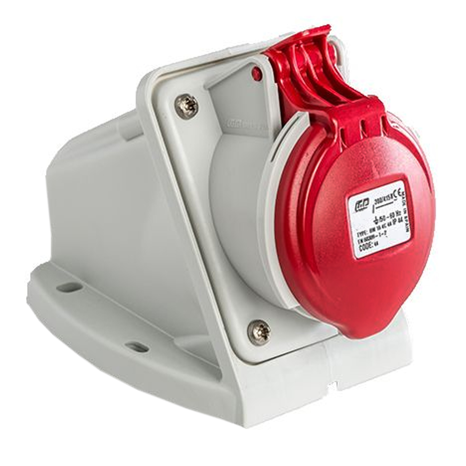 Base enchufe industrial hembra 3P+T 380V IP44 superficie  Rojo 16 A