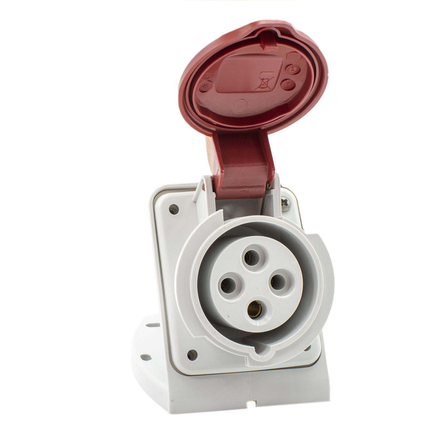 Base enchufe industrial hembra 3P+T 380V IP44 superficie  Rojo 16 A