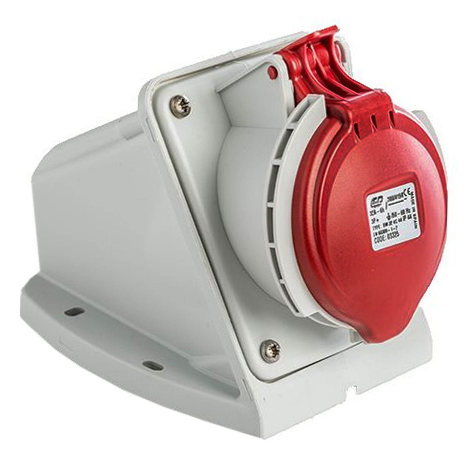 Base enchufe industrial hembra 3P+T 380V IP44 superficie  Rojo 32 A