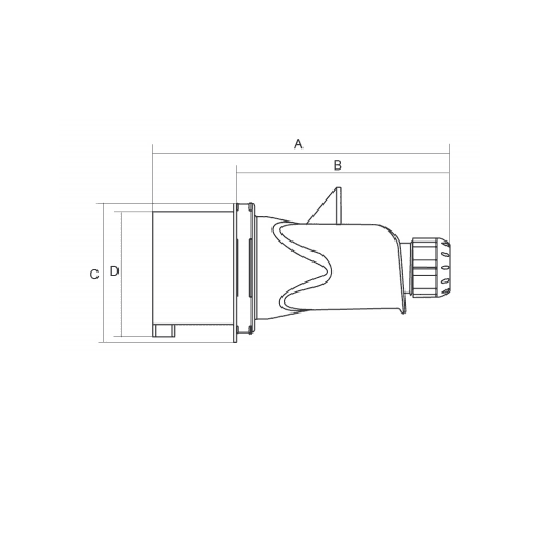 Base enchufe industrial macho 2P+T 250V IP44 aerea  Azul 16 A